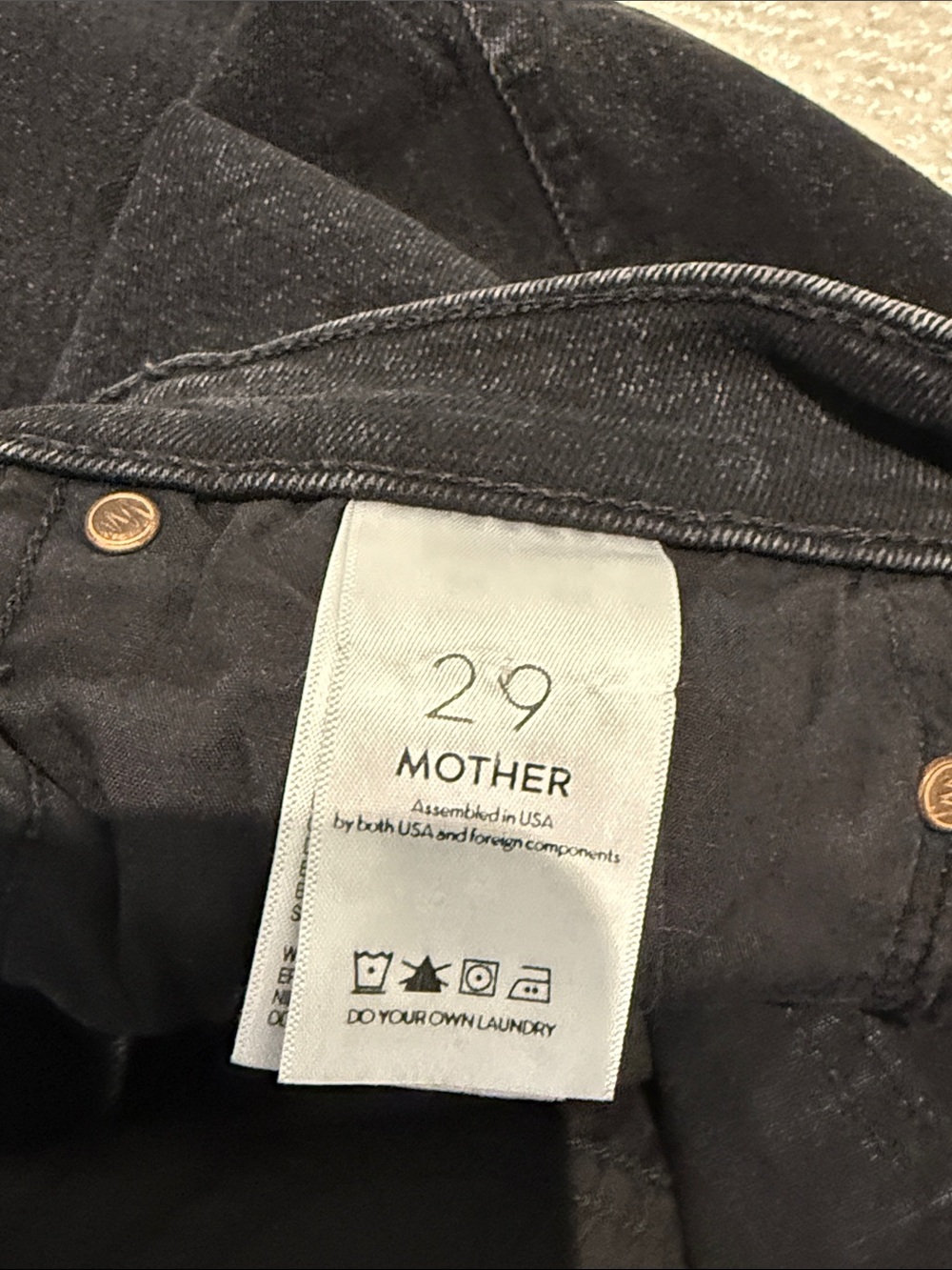 MOTHER Black Ankle Fray Jeans with Lace Hem - Picture 7 of 8